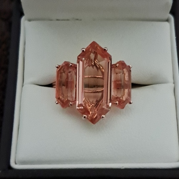Jewelry - Morganite Quartz Triplet Three Stone Ring.
